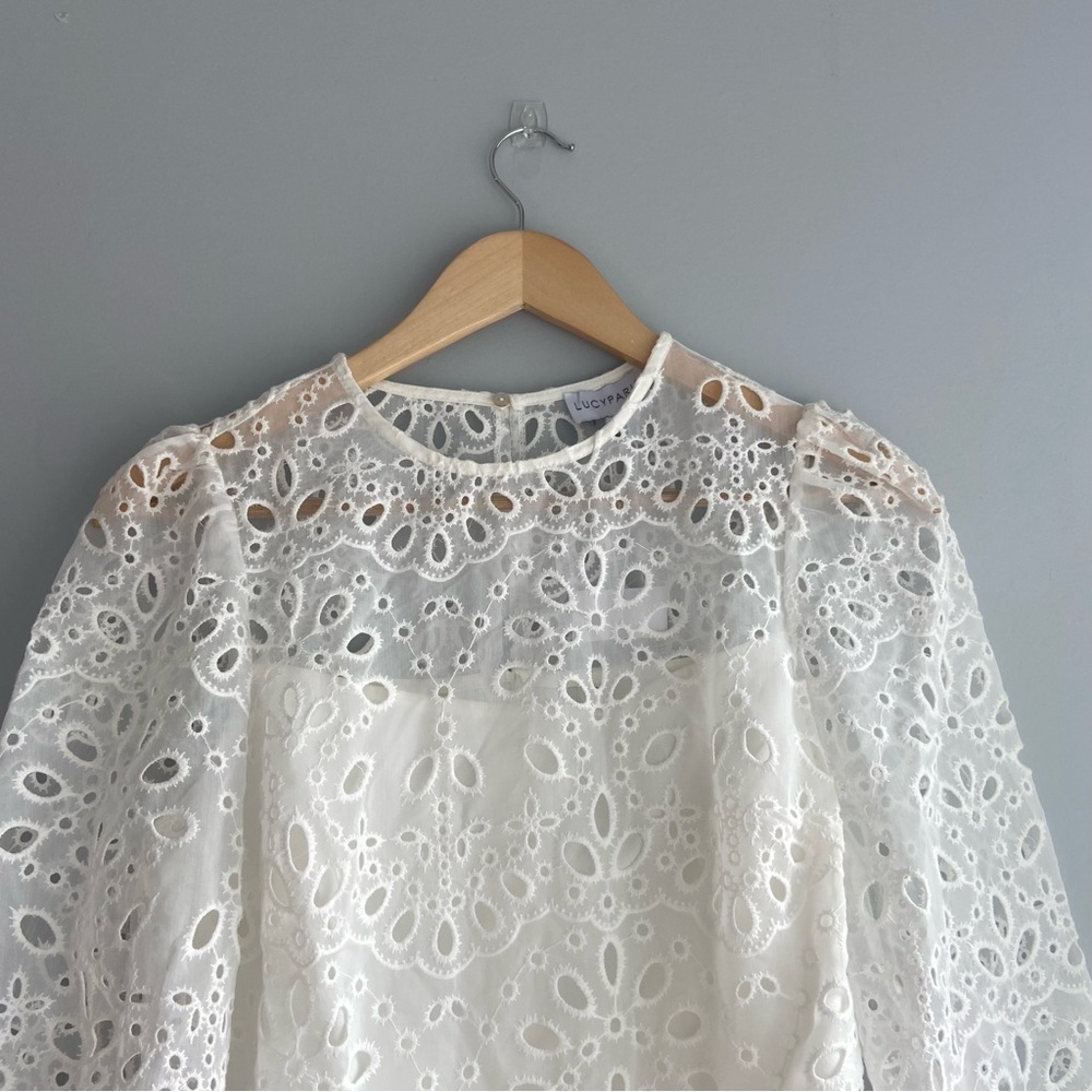Lucy Paris Faith Cut Out White Eyelet Lace Mini Dress - Picture 10 of 12